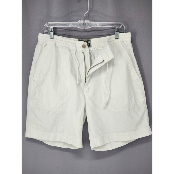 Retro Bugle Boy Shorts Mens 34X7 White Ramie Cotton Elastic Waist Casual 90s - Picture 2 of 14